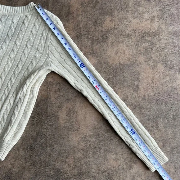 John Galt Cardigan Sweater Women's Size M Ivory Wool Blend Cable Knit - Picture 6 of 8